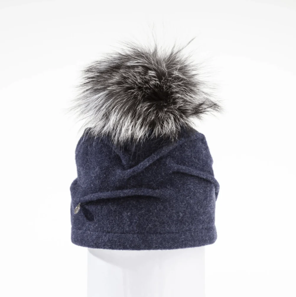 Canadian Hat Clareta Womens Fur Pom Beanie - Image 2