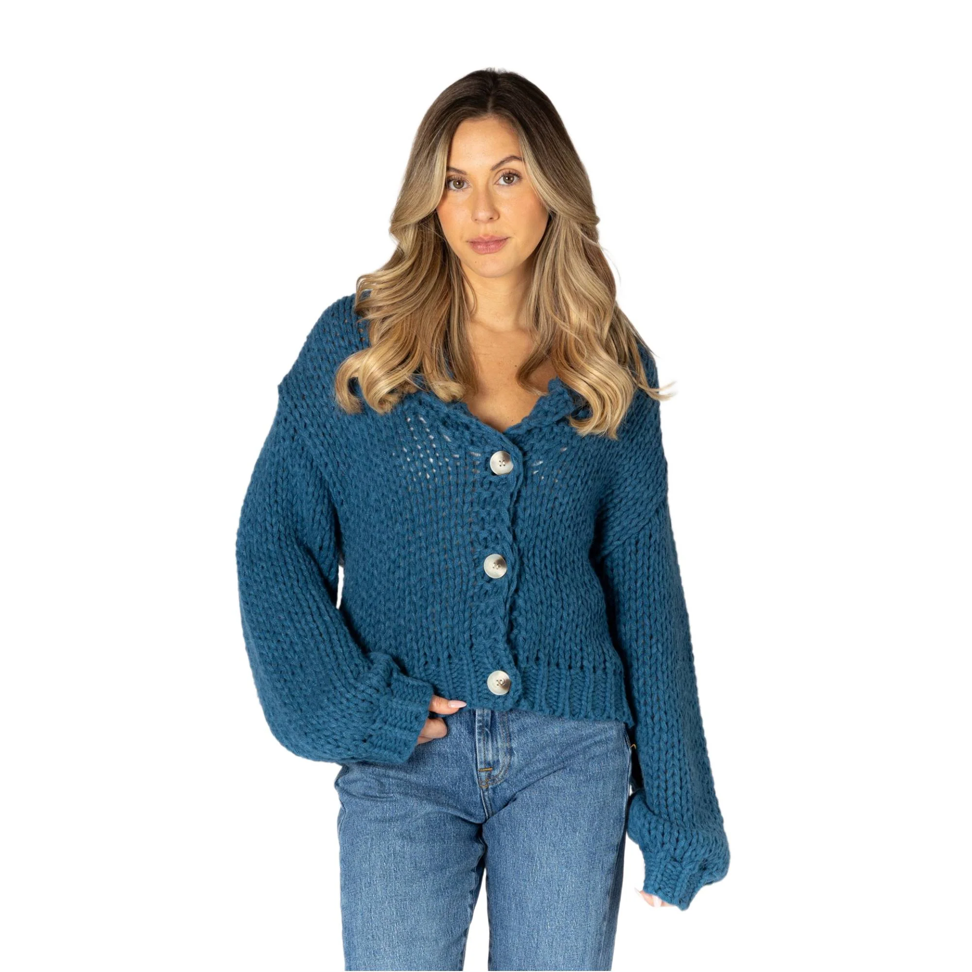 Lyla + Luxe Lillian Womens Hand Knit Cardigan 2027 - Image 4